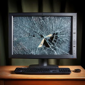 Shattered Monitor in Office Setup