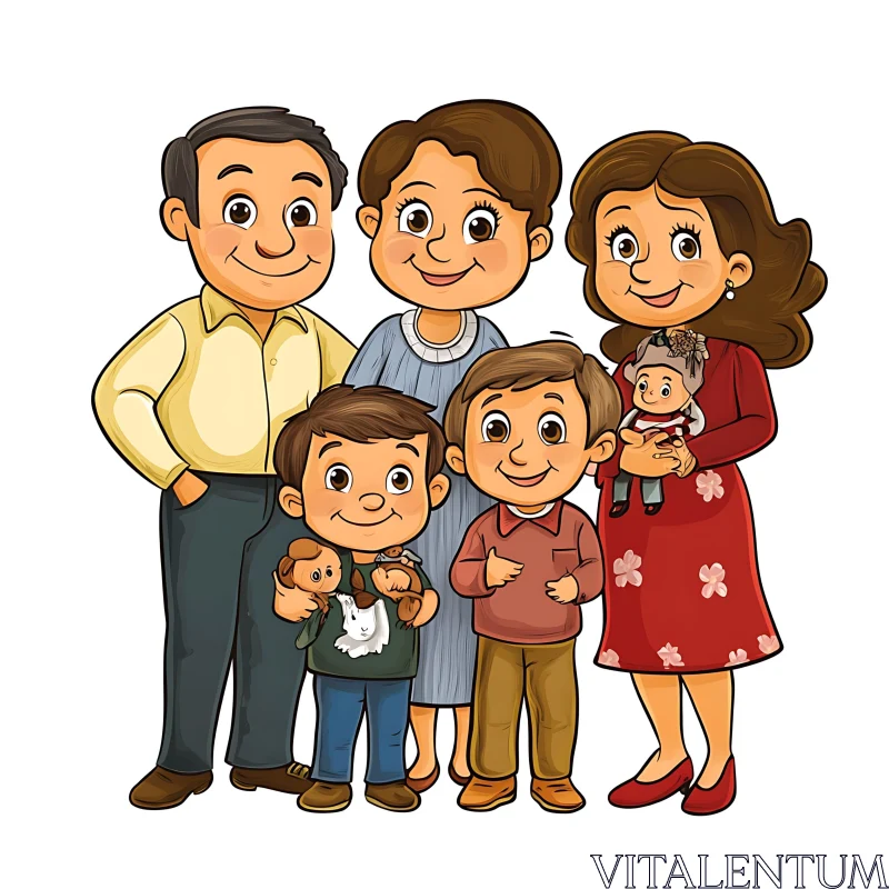 AI ART Cartoon Family Smiling Together