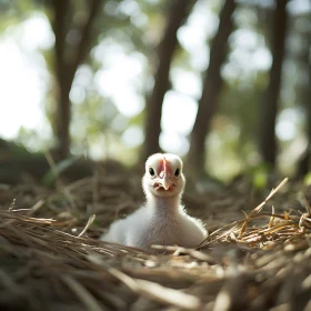 Feathered Innocence: A Chick's First Gaze