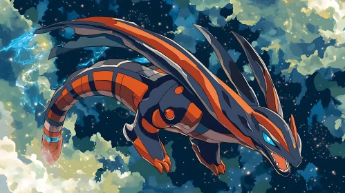 Stylized Dragon in Flight