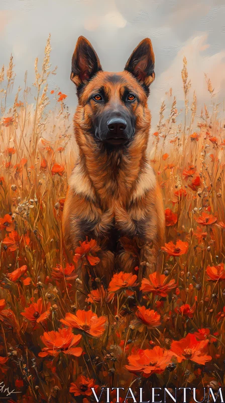 Canine Portrait in Nature AI Image