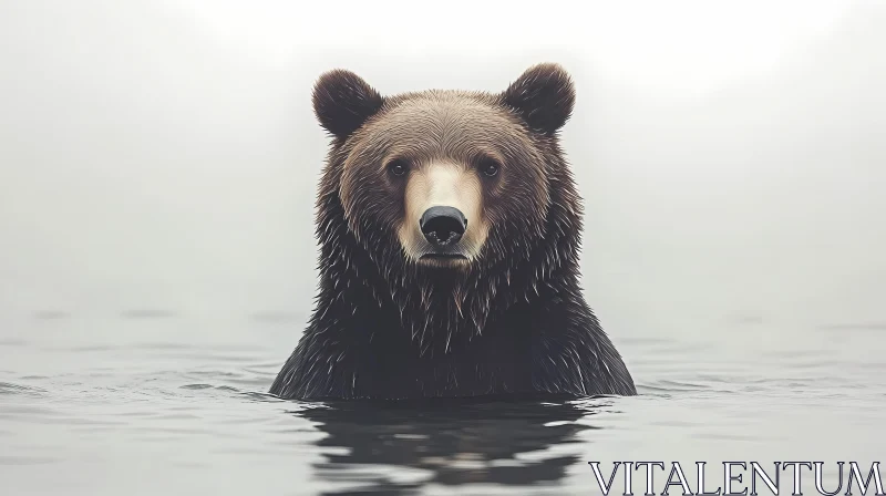 Bear Emerging from Water AI Image