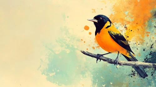 Colorful Bird Perched on Tree Branch