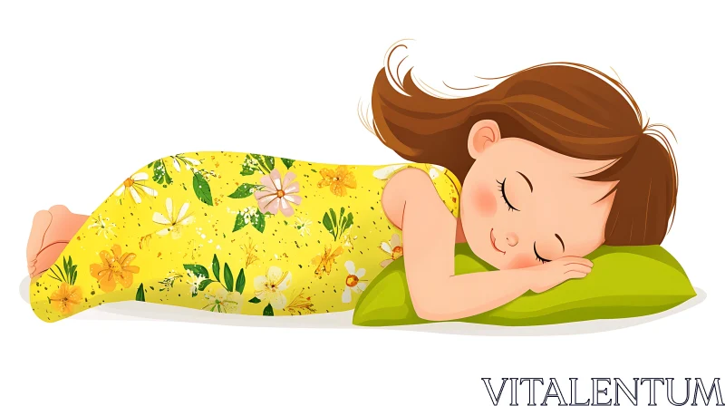 Floral Dreams: A Sleeping Child Illustration AI Image