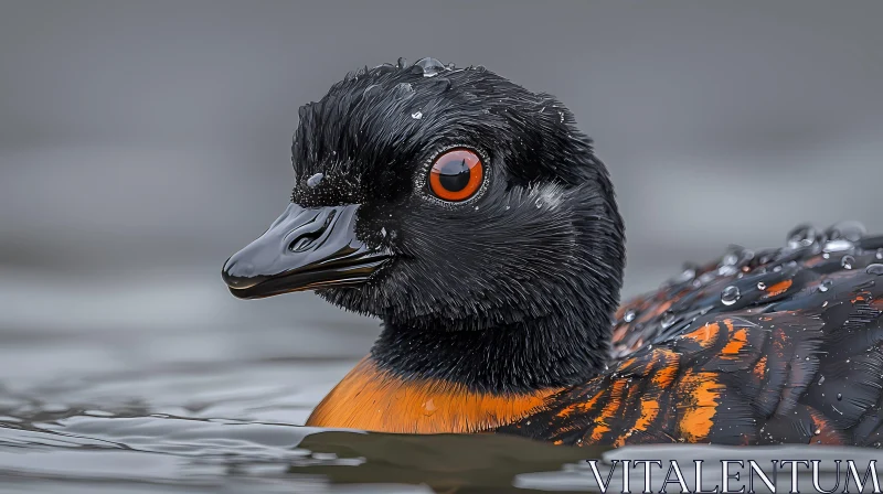 Vivid Red-Eyed Bird in Water AI Image