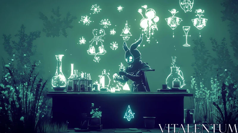 AI ART Rabbit Alchemist in Misty Laboratory