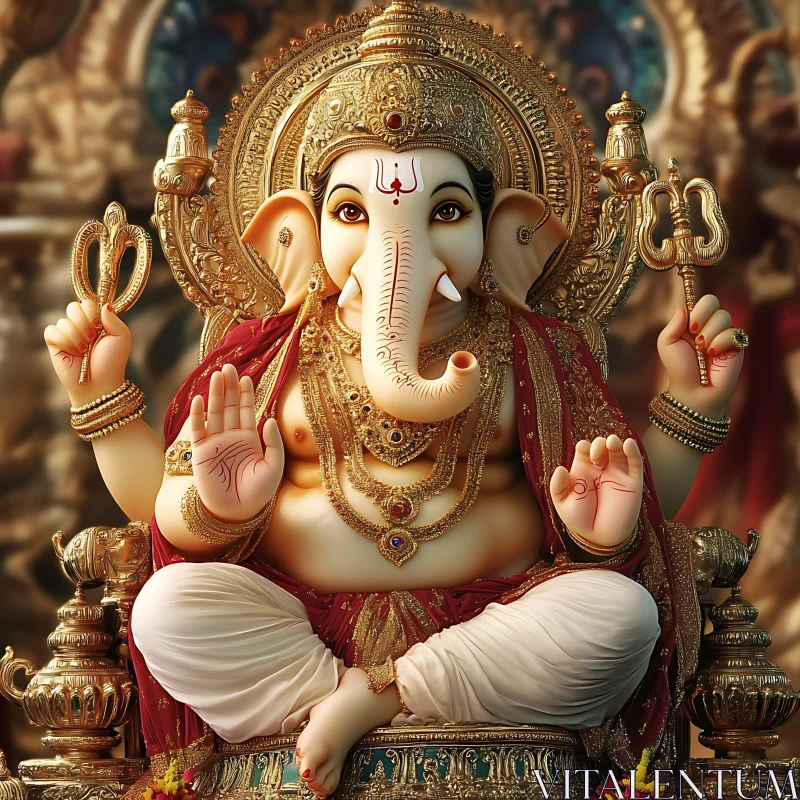 Ornate Ganesha: A Divine Representation AI Image