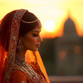 Sunset Portrait of Woman in Traditional Dress