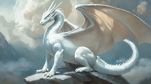 Icy Dragon on Mountain Peak