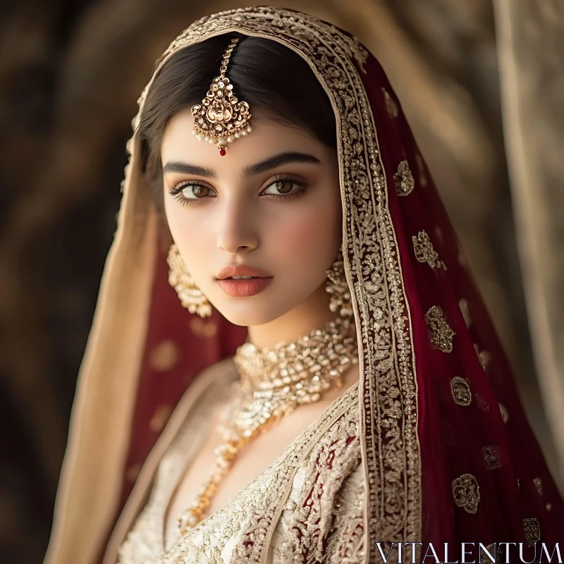 Portrait of Woman with Traditional Jewelry AI Image