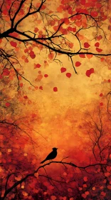 Autumn Bird Silhouette