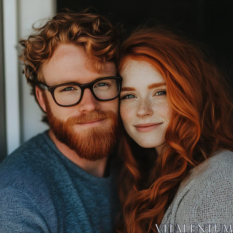 Red-Haired Couple Portrait AI Image