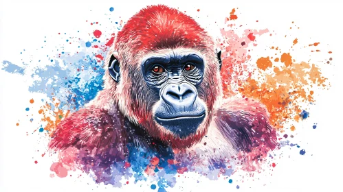 Colorful Gorilla Abstract Art