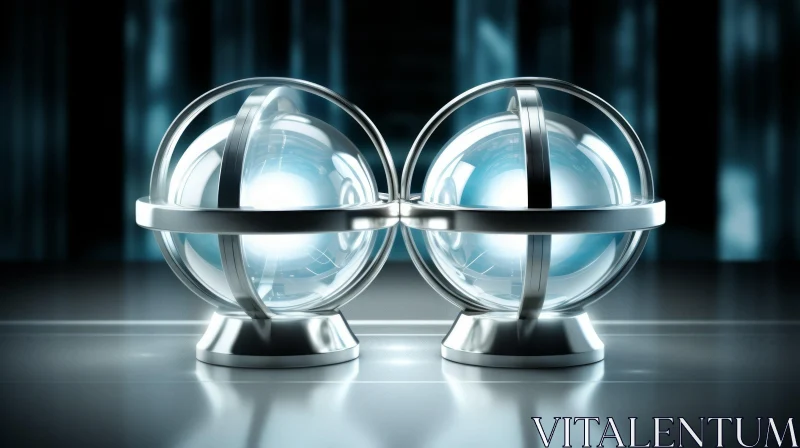 Abstract Metal Spheres with Blue Lighting | Clear Edge Definition AI Image
