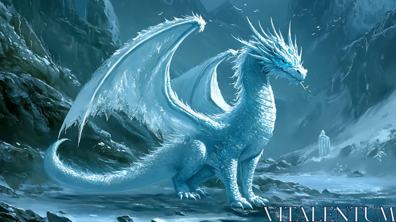 AI ART Frozen Dragon in a Wintery Landscape