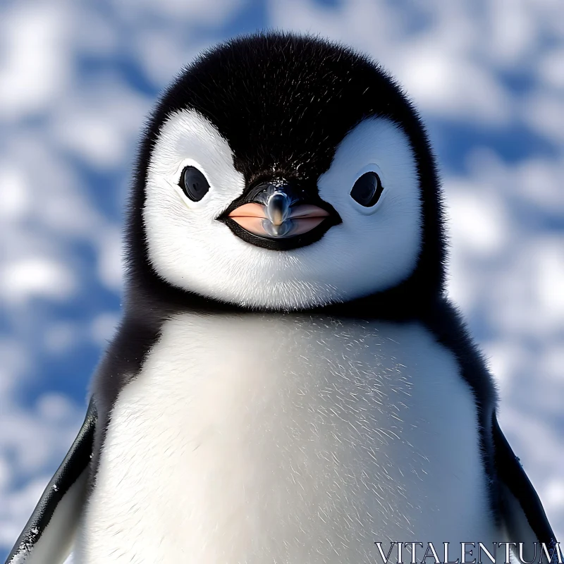 AI ART Charming Penguin Chick in Black and White