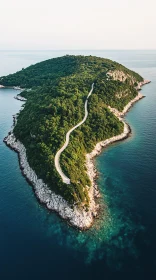 Scenic Island Landscape with Road and Ocean