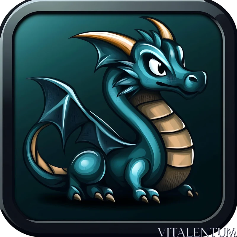 AI ART Stylized Dragon with Blue Scales