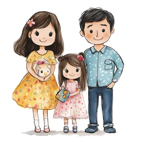 Cartoon Family Portrait: A Heartwarming Illustration