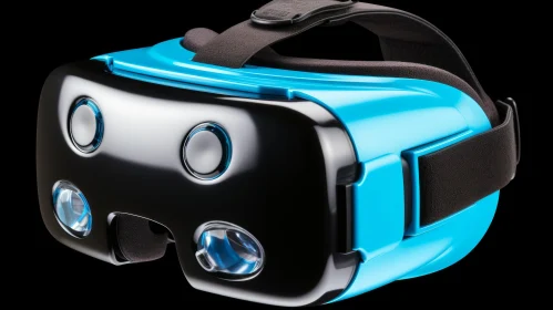Blue and Black Virtual Reality Headset with Sleek Metallic Finish