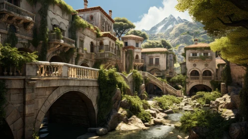 Captivating 3D Concept Art of a Village in the Mountains