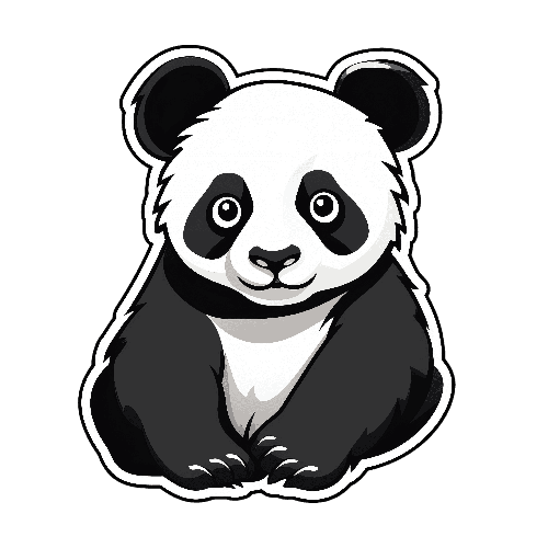 Cheerful Cartoon Panda Illustration on Transparent Background POD Design