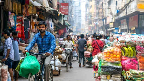 Crowded Street Life, Local Market Scene