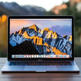 Laptop with Mountain Background