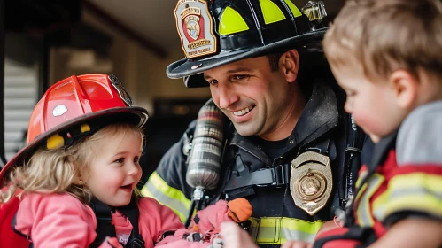 Children and Firefighter