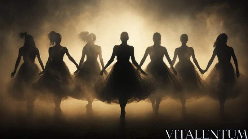 Ethereal Silhouettes of Women Dancers in Baroque Lighting AI Image