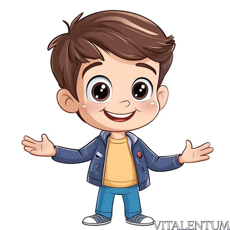 AI ART Smiling Boy Cartoon Character Art