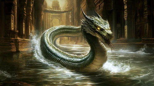 Serpentine Dragon in Ancient Ruins