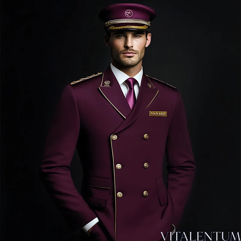 Man in Maroon Uniform AI Image