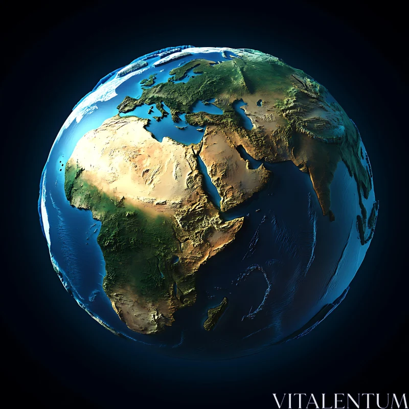 World Globe: A Detailed Earth Rendering AI Image