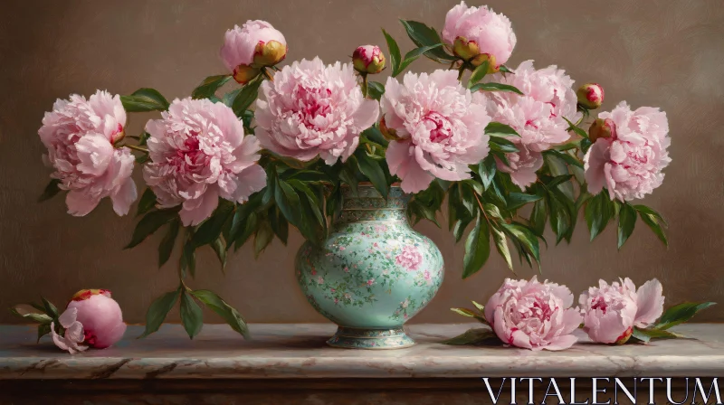 AI ART Detailed Floral Arrangement of Peonies