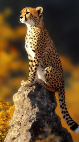 Cheetah on a Sunlit Rock