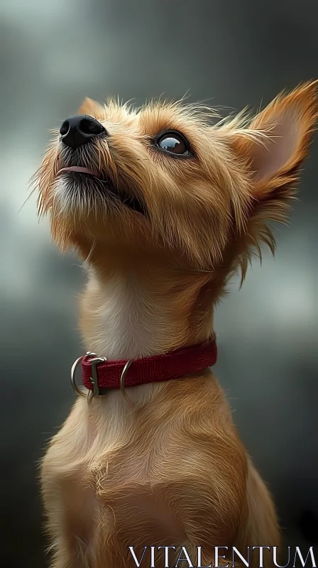 Curious Terrier Puppy Looking Up AI Image