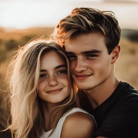 Golden Hour Embrace: A Couple's Portrait