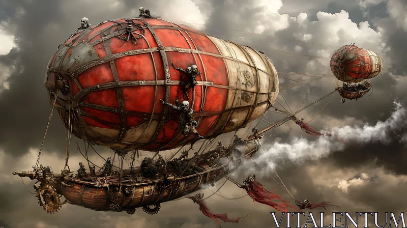 AI ART Skull Airship in Cloudy Sky