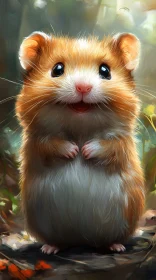 Adorable Furry Hamster in Nature