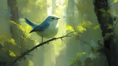 Tranquil Bird in Forest Scene