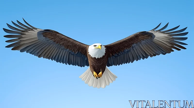 AI ART Soaring Eagle in Clear Sky