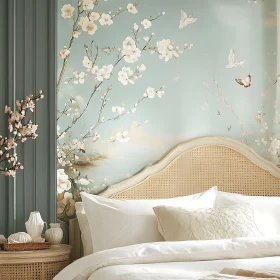 Peaceful Bedroom Decor with Floral Design