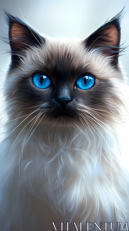 Serene Feline with Striking Blue Eyes AI Image