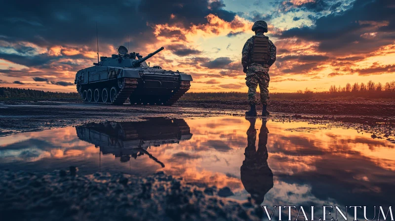 AI ART Sunset Reflections of a Soldier