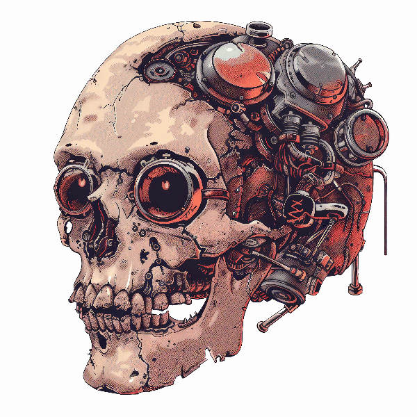 Industrial Skull Art for T-Shirts POD Design