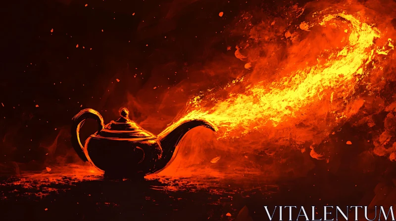 Magical Teapot Unleashing Inferno AI Image