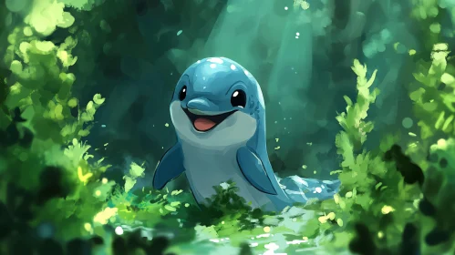 Joyful Dolphin Underwater