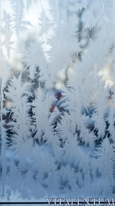 Frosty Window's Ethereal Beauty: A Nature-Inspired Masterpiece AI Image