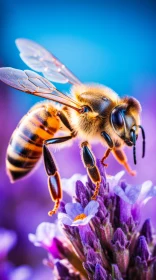Honey Bee on Purple Flower - Technological Marvels Meets Nature